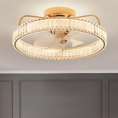 cheap Ceiling Fan Lights-LED Ceiling Fans with lights Crystal Chandeliers Dimmable with Remote Contral 20&quot; Flush Mount Ceiling Lamp Metal Chandelier Bedroom Living Room