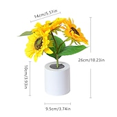ieftine Lumini decorative-Lumină artificială de noapte cu floarea soarelui, reîncărcabilă pentru acasă, lampă decorativă, lumini de noapte creative pentru copii, prieten, cadou de sărbători, lumină LED