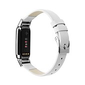 billige Fitbit klokkebånd-Reim til Smartklokke Kompatibel med Fitbit Luxe Ekte lær Smartklokke Stropp Justerbar Kvinner menn Sportsrem Erstatning Armbånd
