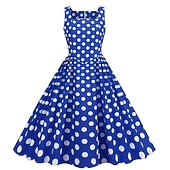 ieftine Rochii-1950 Retro / vintage rockabilly Rochii Costum de petrecere Rochie Flare Buline Costume de fancy Pentru femei Petrecere / Seara Petrecerea Burlăcițelor Adulți Rochie Rochii de acasă