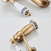 cheap Classical-Vintage Bathroom Sink Mixer Faucet, Monobloc Washroom Basin Taps Single Handle One Hole Deck Mounted, Mono Retro Style Water Taps Hot and Cold Hose