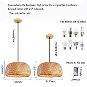 cheap Lantern Design-Creative Handmade Bamboo Weaving Natural Wind Ceiling Chandelier E27/E26 Base Ceiling Lighting Hanging Lamp Suitable for Study Coffee Shop Restaurant Rar AC110V AC220V