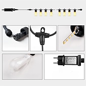 cheap Plug String Lights-Flickering S14 Flame String Lights 5M 10 LED /10M 20LED String Lights for Outside Plug in Garden Lights for Halloween Christmas Connectable Backyard Decorative Lights Cafe Bistro Patio