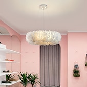 economico Luci a sospensione-lampadario a sospensione a led splendido extra large 50 cm lampada a sospensione bouquet di piume bianche a 6 luci romantico apparecchio di illuminazione montato per camera da letto ristorante