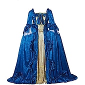 abordables Robes-Rétro Vintage Rococo Victoriens Renaissance Princesse Epoque Coloniale Robe de bal Femme Costume Vintage Cosplay Utilisation Soirée Halloween Manches 3/4 Maxi Princesse Grande Taille Robe Halloween