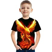 Boys 3D Graphic Animal Phoenix T shirt Short Sleeve 3D Print Summer Active Fantasy Kids 3-12 Years cheap Boy's 3D Animals-Boys 3D Graphic Animal Phoenix T shirt Short Sleeve 3D Print Summer Active Fantasy Kids 3-12 Years