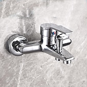 abordables Robinets de douche-mitigeur de douche robinet mural chromé avec douchette, fond g1/2 mitigeur de douche rond mitigeur mural