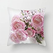 cheap Floral &amp; Plants Style-Big Flower Double Side Pillow Cover 4PC Soft Decorative Square Cushion Case Pillowcase for Bedroom Livingroom Sofa Couch Chair