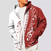 cheap 3D Pattern-Music Festival Men&#039;s Color Block Graphic Prints Hoodie Hoodies Sweatshirt Full Zip Hoodie Long Sleeve Hooded Sweatshirt Hooded Streetwear 3D Print Sports &amp; Outdoor Daily Sports Black Red Zipper Print