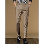 preiswerte Schlank-Herren Anzughosen Karottenhose Hose Hosen Anzughose Tasche Glatt Anti-Falten Atmungsaktiv Knöchellänge Hochzeit Geschäft Casual Modisch Ausgefallene Dünn Schwarz Rosa Mikro-elastisch