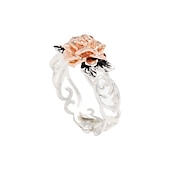 abordables Accessoires portables-Bague fleur en or rose 14 carats bague de fiançailles fendue en argent 925 plaqué vintage européen et américain