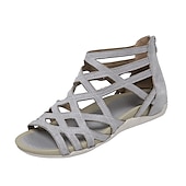 cheap Vacation Sandals-Women&#039;s Gladiator Style Flat Sandals - Strappy Open-Toe Summer Shoes in Denim Blue