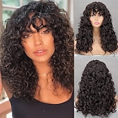 economico Parrucche trendy sintetiche-parrucche afro ricci biondi per donne nere parrucche afro bionde ombre anni &#039;70 per donne parrucche ricci crespi anni &#039;70 biondo mixd marrone
