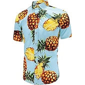 preiswerte Essen &amp; Getränke-Herren Frucht Ananas Hemd Hawaiihemd Sommerhemd Aloha-Shirt Kurze Ärmel Hemd Umlegekragen Tropisch Hawaiianisch Designer Outdoor Strasse Casual Grün / Schwarz Weiß Rosa 3D-Druck S M L