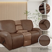 abordables Silla reclinable y con alas-Fundas elásticas para sofá reclinable de 2 plazas, funda de sofá reclinable de dos plazas, como funda de sofá de cuero con lazo elástico, protector de muebles antiarañazos para perros y mascotas