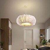 economico Luci a sospensione-lampadario a sospensione a led dimmerabile 50cm Lampada a sospensione a bouquet di piume bianche a 1 luce romantica apparecchio di illuminazione montato per la camera da letto del ristorante