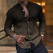 abordables Diseño Geométrico-Hombre Camisa Camisa para Vestido Degradado Exterior Casual Azul Piscina Fucsia Verde Trébol Caqui Manga Larga Escote Chino Verano Primavera Ropa Estampado