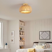 cheap Lantern Design-Creative Handmade Bamboo Weaving Natural Wind Ceiling Chandelier E27/E26 Base Ceiling Lighting Hanging Lamp Suitable for Study Coffee Shop Restaurant Rar AC110V AC220V