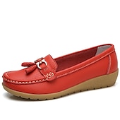 billige Flate sko til kvinner-Dame Flate sko Slip-Ons Store størrelser Klassiske Loafers Myke sko Arbeid Daglig Vandring Helfarge Sommer Flat hæl Kvadratisk Tå Fritid minimalisme Fuskelær PU Tøfler Lyseblå Vin Svart