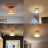 cheap Lantern Design-Creative Handmade Bamboo Weaving Natural Wind Ceiling Chandelier E27/E26 Base Ceiling Lighting Hanging Lamp Suitable for Study Coffee Shop Restaurant Rar AC110V AC220V
