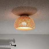 cheap Lantern Design-Creative Handmade Bamboo Weaving Natural Wind Ceiling Chandelier E27/E26 Base Ceiling Lighting Hanging Lamp Suitable for Study Coffee Shop Restaurant Rar AC110V AC220V