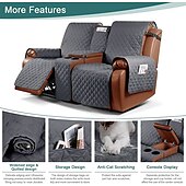 זול כיסא הכורסה הסתיים-כיסויי ספה שכיבה של loveseat עם קונסולה, כיסוי לחיות מחמד מונע החלקה לכורסת אהבה כפולה עם רצועות אלסטיות, כיסוי מושב אהבה מפוצל מגן ריהוט