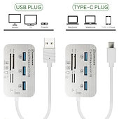 رخيصةأون محاور USB-قارئ بطاقات 7 في 1 مع 3 منافذ USB 3.0 عالي السرعة قارئ بطاقة ذاكرة خارجية مدمج MSMICRO SDSD / MMCM2TF فتحات بطاقة ABS محول سبائك الألومنيوم Stonego ملحقات الكمبيوتر المتوافقة مع الكمبيوتر