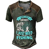お買い得  面白い言葉-メンズヘンリーショートスリーブグラフィックTシャツ &#039;私は治療が必要ない、ただ釣りに行きたいだけ&#039; 漁師Tシャツ