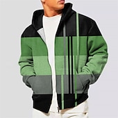 cheap Men&#039;s Zip Up Hoodies-Men&#039;s Color Block Graphic Prints Hoodie Hoodies Sweatshirt Full Zip Hoodie Long Sleeve Hooded Sweatshirt Hooded Streetwear 3D Print Sports &amp; Outdoor Daily Sports Red Blue Zipper Print Spring &amp;  Fall