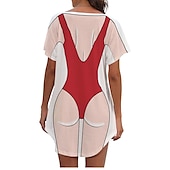 billiga Rolig grafik-dambikiniskjorta täcka upp klänning rolig söt bikinitryck för badkläder kortärmad 3d-grafik baggy badkläder täckning
