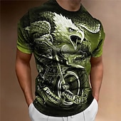 cheap Vintage T shirts-Men&#039;s Graphic Eagle Motorcycle T shirt Motorcycle T Shirt Short Sleeve T shirt 3D Print Crew Neck Shirt Vintage Fashion Designer Outdoor Daily Sports Red Blue Dark Green Spring &amp; Summer Clothing