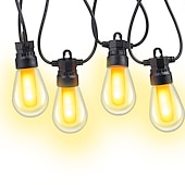 cheap Plug String Lights-Flickering S14 Flame String Lights 5M 10 LED /10M 20LED String Lights for Outside Plug in Garden Lights for Halloween Christmas Connectable Backyard Decorative Lights Cafe Bistro Patio