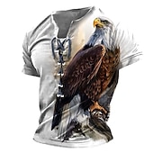billige T-skjorter med dyreprint-Herre T skjorte Grafisk Dyr Ørn Høy krage Klær 3D-utskrift Daglig Sport Ut på byen Kortermet Blondér Trykt mønster Polyester Årgang Mote Designer