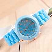 abordables Relojes de Cuarzo-Reloj de cuarzo de moda para mujer, reloj minimalista de tendencia para estudiantes, relojes de silicona de gelatina, regalos para niñas, reloj femenino