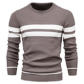 abordables Pull col rond-Homme Pull Chandail Pull Tricoter Tricoté Rayé Col Ras du Cou mode Extérieur Intérieur Vêtement Tenue Automne Hiver Noir Bleu S M L
