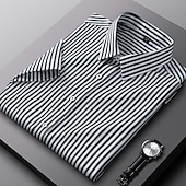 economico camicie da uomo no stiro-Per uomo Camicie Camicia a righe Camicia non stirabile Banda Matrimonio Da mare Nero Verde chiaro Rosso Blu reale Manica corta Collo ripiegabile Per tutte le stagioni Abbigliamento Bottone giù