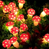 cheap Solar String Lights-Solar Mushroom Lights Holiday Garland String Lights 7M-50LEDs 6.5M-30LEDs Outdoor Waterproof Mushroom Fairy lights Christmas Party Wedding Garden Lawn Decoration