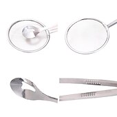 cheap Kitchen Utensils &amp; Gadgets-Kitchen 2 In 1 Stainless Steel Fine Mesh Filter Forceps Oil Scoop Oil Filter Filter Clip Filter Clip Fried Food Kitchen Tools
