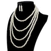 abordables Accesorios y más-Pendientes collar de perlas gargantilla 2 uds accesorios de aleta retro vintage 1920s aleación para rugir 20s flapper cosplay disfraz de mujer joyería de moda
