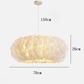economico Luci a sospensione-lampadario a sospensione a led dimmerabile 50cm Lampada a sospensione a bouquet di piume bianche a 1 luce romantica apparecchio di illuminazione montato per la camera da letto del ristorante