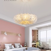 economico Luci a sospensione-lampadario a sospensione a led splendido extra large 50 cm lampada a sospensione bouquet di piume bianche a 6 luci romantico apparecchio di illuminazione montato per camera da letto ristorante