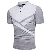 preiswerte Klassisches Poloshirt für Herren-Herren Poloshirt Golfhemd Casual Festtage Kargen Klassisch Kurzarm Modisch Basic Farbblock Taste Sommer Regular Fit Schwarz Weiß Grau Poloshirt