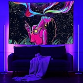 levne Tapiserie Blacklight-blacklight gobelín uv reaktivní záře ve tmě záře party neonka psychedelický trippy mlhavý závěsný gobelín nástěnná malba pro obývací pokoj ložnice