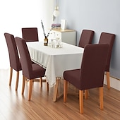 abordables Funda para silla de comedor-Funda elástica para silla de comedor, 6 piezas, para mascotas, con respaldo alto, de licra, color burdeos y rojo, con protector inferior elástico para comedor, ceremonia de boda, duradera, lavable