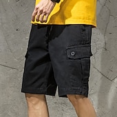 baratos Clássico-Homens Bermuda Cargo Calção Shorts de verão Com Cordão Cintura elástica Bolso multi Tecido Vestível Curto Ao ar livre Casual Diário Moda Designer Preto Verde Tropa