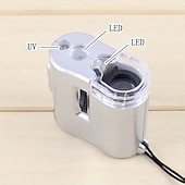 cheap Microscopes &amp; Endoscopes-Mini Pocket 60X Microscope Magnifier Glass Jeweler Loupe with LED UV Light