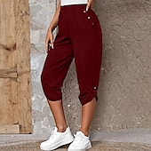 abordables Bermuda-Femme short capri Mode Mollet Plein Poches latérales Confort Micro-élastique Casual Quotidien Noir Vin Bleu Kaki Standard