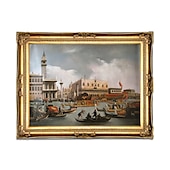 levne Reprodukce slavných obrazů-ruční olejomalba plátno nástěnná umělecká dekorace italské klasické obrazy canaletto člun závodění na Grand Canal pro domácí dekoraci válcovaný bezrámový nenatažený obraz