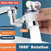 baratos Torneiras de Lavatório de Casa de Banho-Extensor de torneira de 1080 graus com 2 modos, torneira de braço mecânico universal, aerador de respingos, bocal de filtro de torneira de cozinha, borbulhador, banheiro, cozinha, acessório de