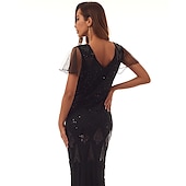 cheap Outfits-Flapper Dress The Great Gatsby 6 Pcs Retro Vintage Roaring 20s 1920s With Accessories Set Outfits Cocktail Dress Women&#039;s Sequins Costume Vintage Cosplay Party Evening Dress
